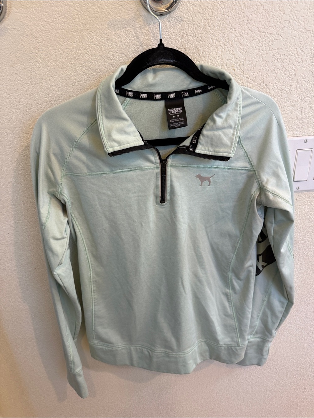 PINK Victoria's Secret Light Mint Green Quarter-Zip Pullover